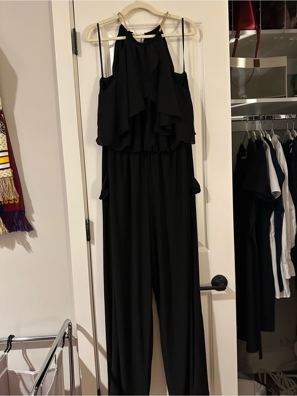 Eloquii Black Ruffle Halter Jumpsuit